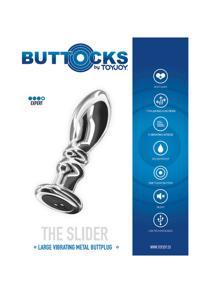 ToyJoy Buttocks Vibrating Metal Buttplug L SILVER - 0