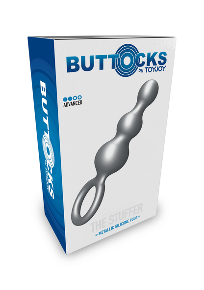 ToyJoy Buttocks The Stuffer 3-Balls Metallic Silicone Plug GREY - 7