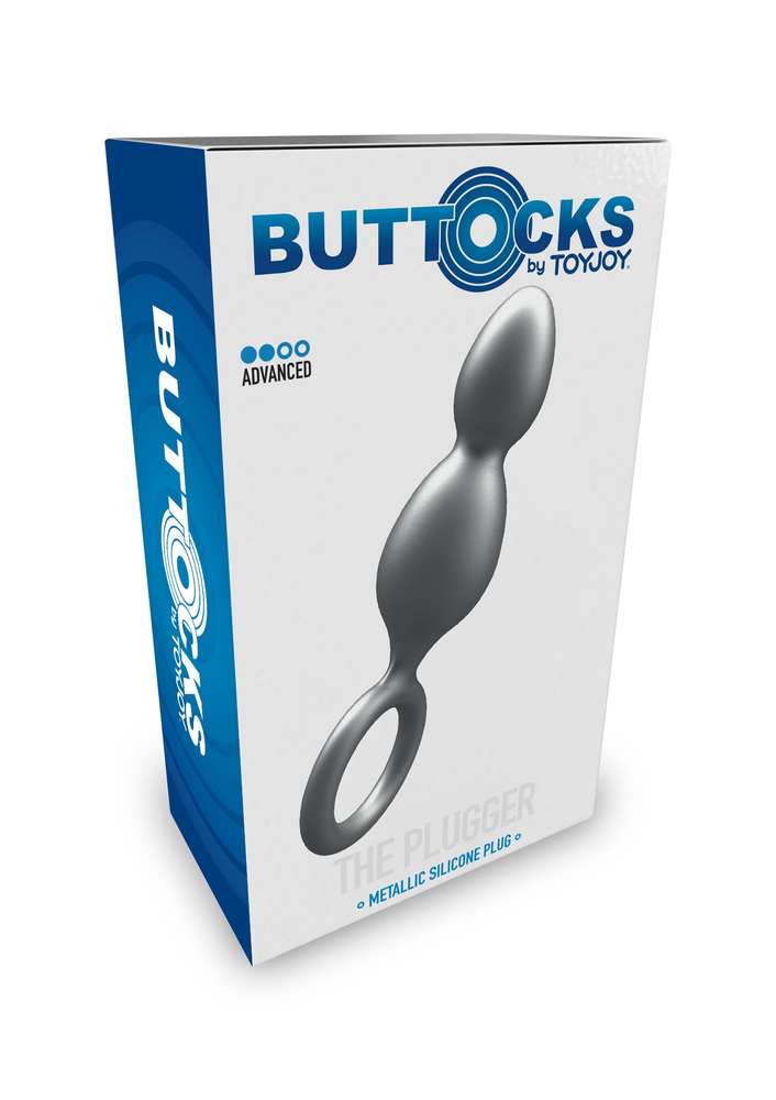 ToyJoy Buttocks The Plugger 2-Balls Metallic Silicone Plug GREY - 9