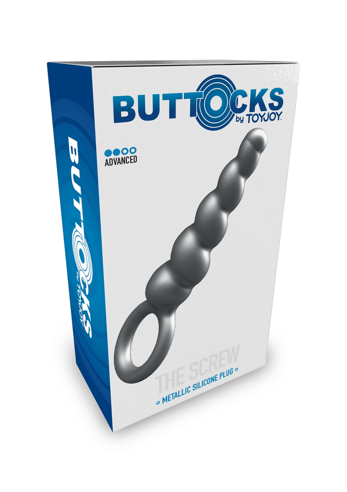 ToyJoy Buttocks The Screw Metallic Silicone Plug GREY - 7