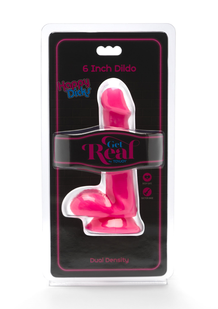 ToyJoy Get Real Happy Dicks Dildo 6' Balls PINK - 2