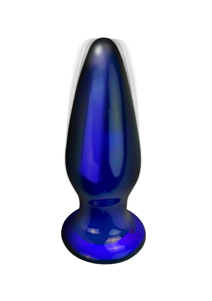 ToyJoy Buttocks Shining Vibrating Glass Plug BLUE - 0