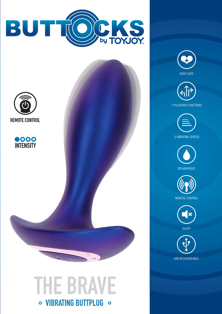 ToyJoy Buttocks The Brave Vibrating Anal Plug BLUE - 7