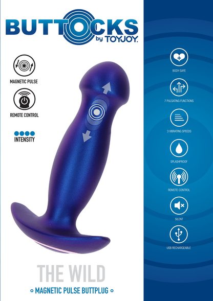 ToyJoy Buttocks The Wild Magn Pulse Vibrating Plug BLUE - 8