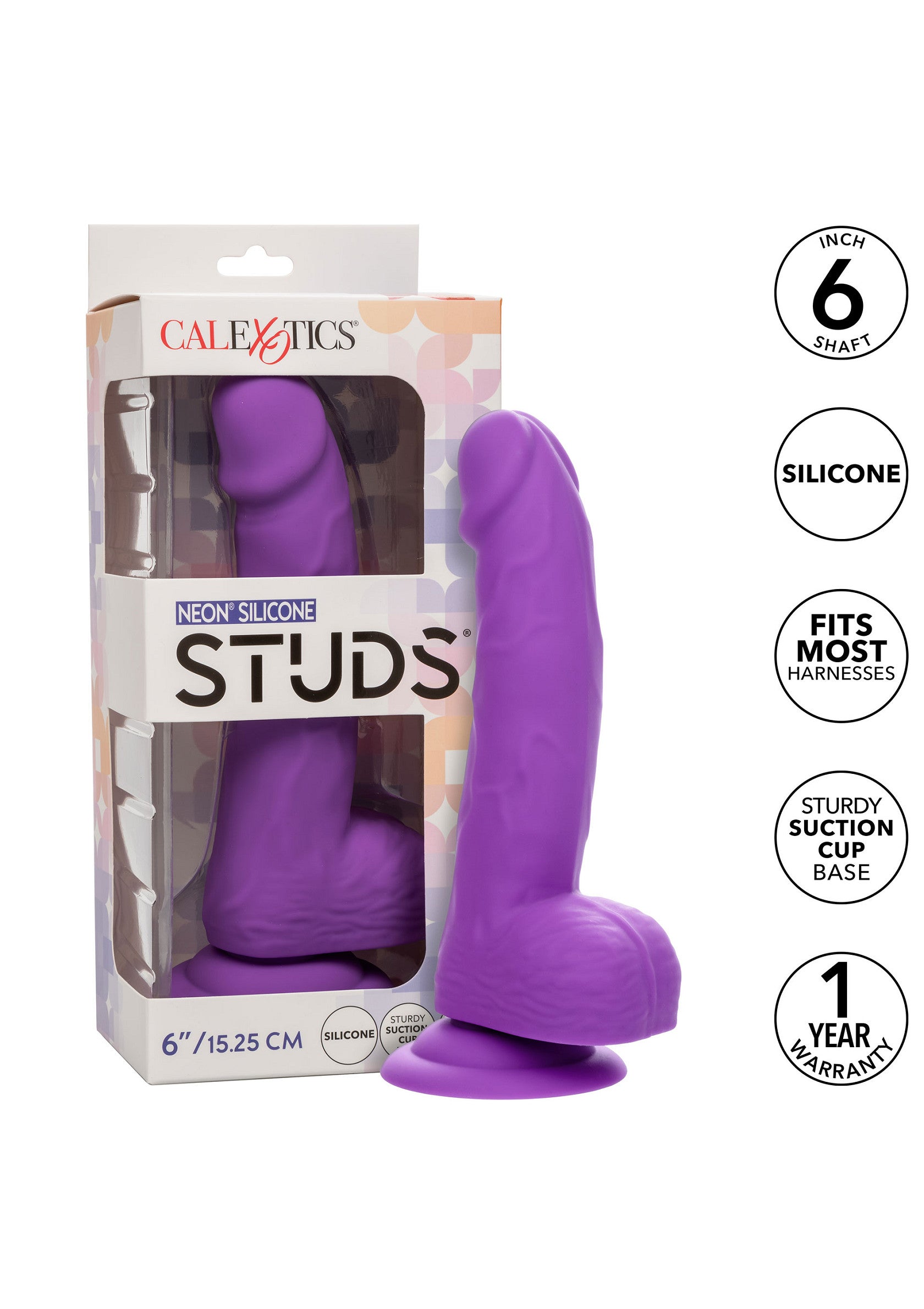 CalExotics Stud Neon Silicone Studs 6'/15.25 cm PURPLE - 3