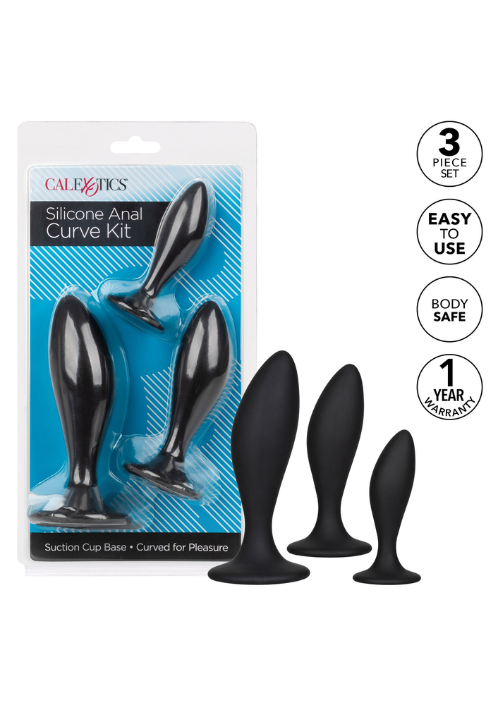 CalExotics Silicone Anal Curve Kit BLACK - 17