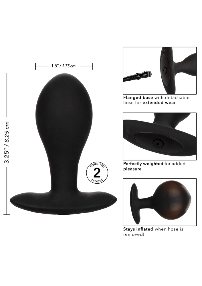 CalExotics Weighted Silicone Inflatable Plug Large BLACK - 8