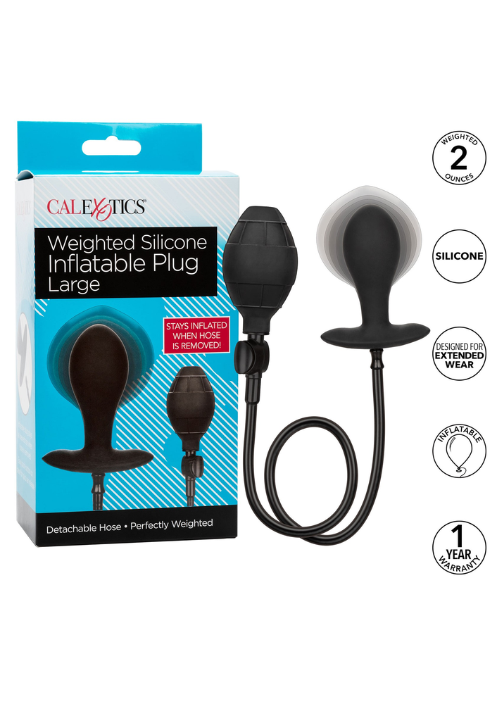 CalExotics Weighted Silicone Inflatable Plug Large BLACK - 4