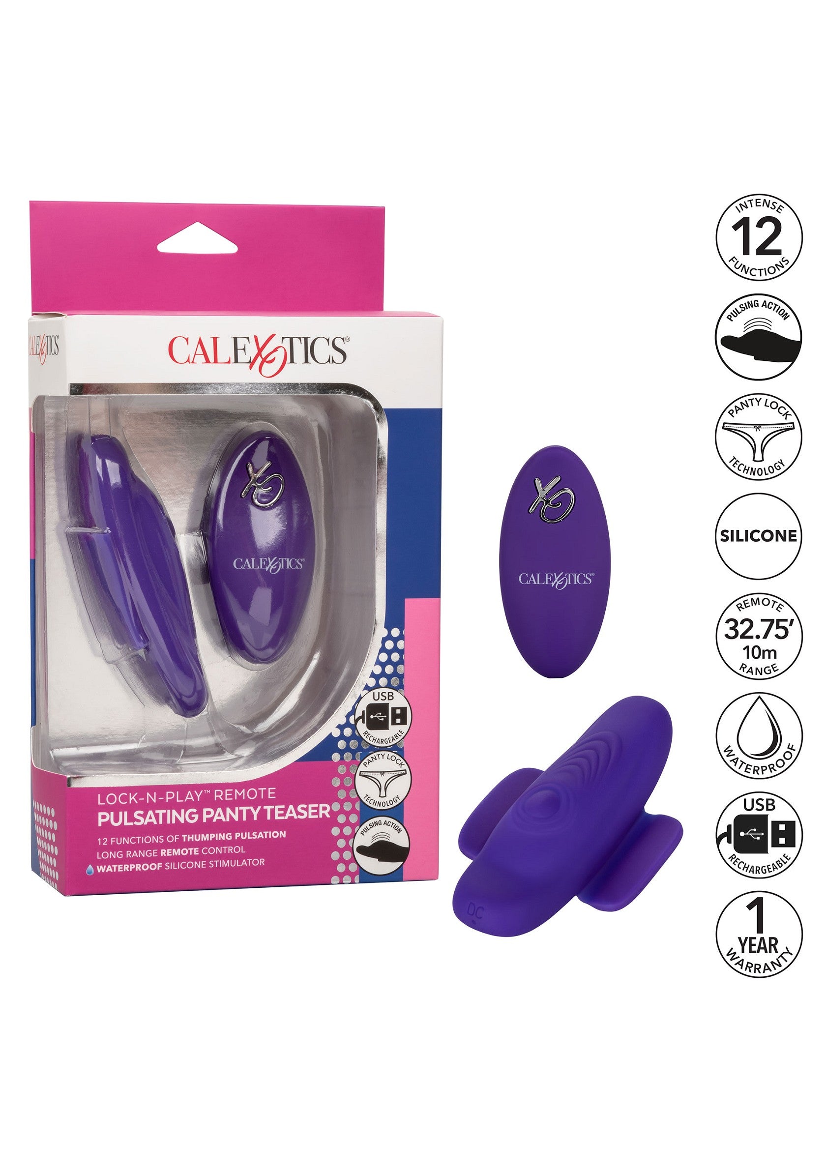 CalExotics Lock-N-Play Remote Pulsating Panty Teaser PURPLE - 6