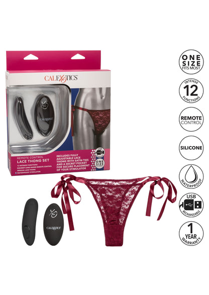 CalExotics Remote Control Lace Thong Set RED - 19