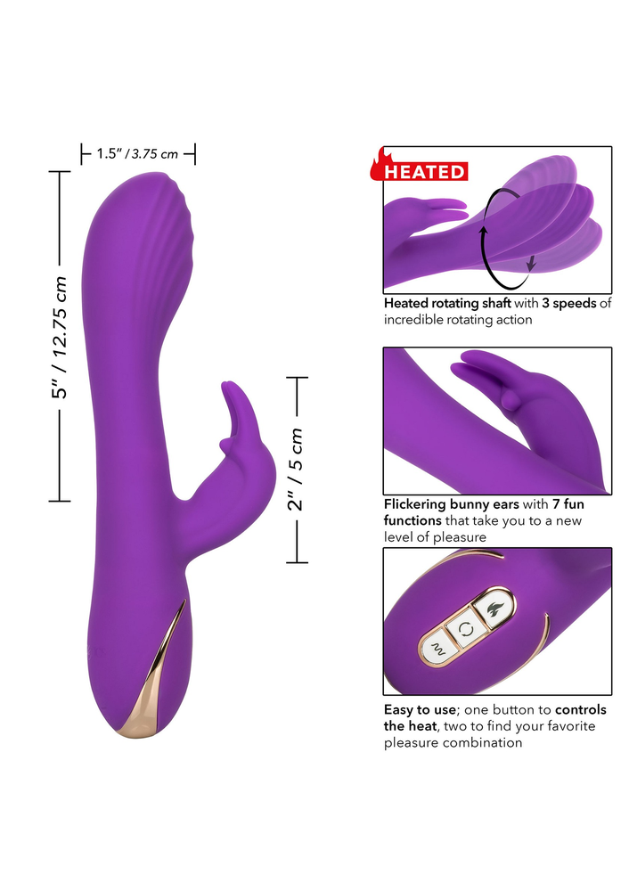 CalExotics Jack Rabbit Signature Heated Silicone Rotating 'G' Rabbit PURPLE - 7