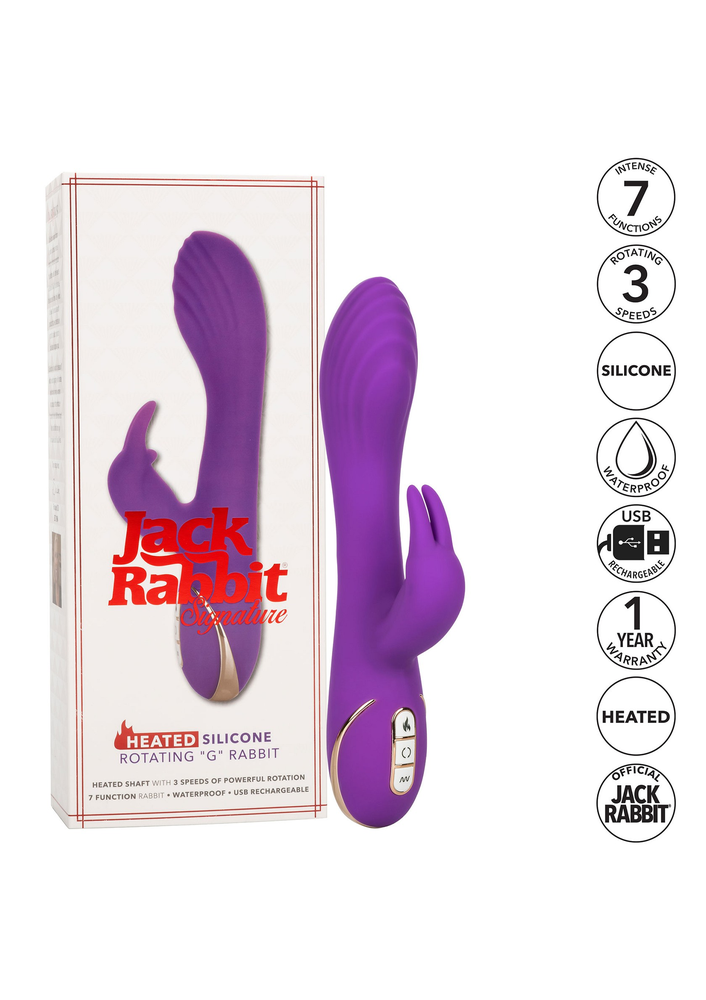 CalExotics Jack Rabbit Signature Heated Silicone Rotating 'G' Rabbit PURPLE - 1