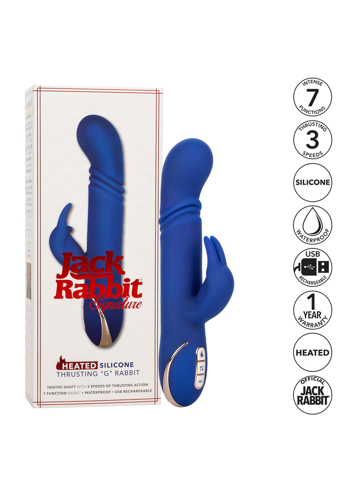 CalExotics Jack Rabbit Signature Heated Silicone Thrusting 'G' Rabbit BLUE - 1