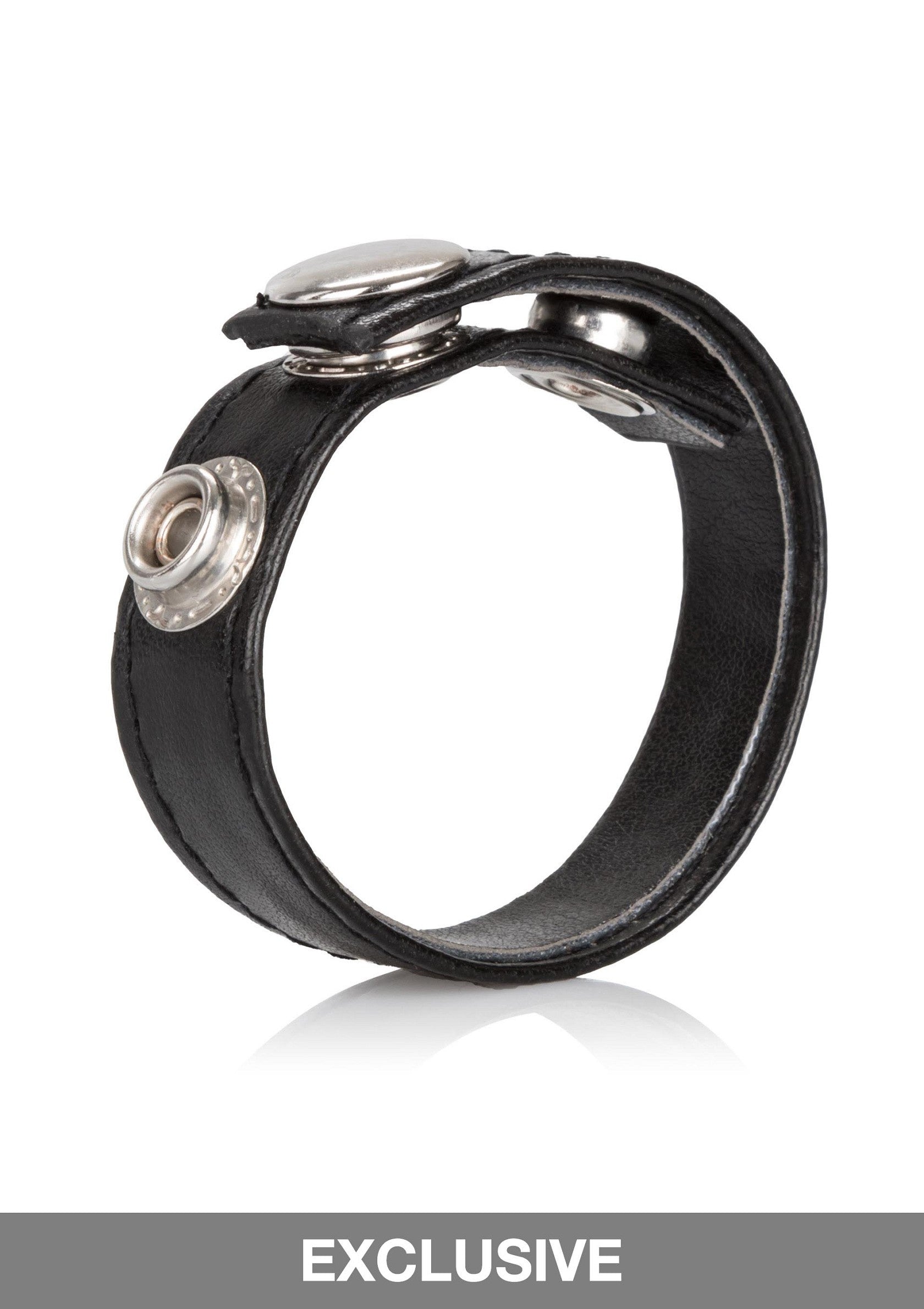 CalExotics Leather 3-Snap Ring BLACK - 0