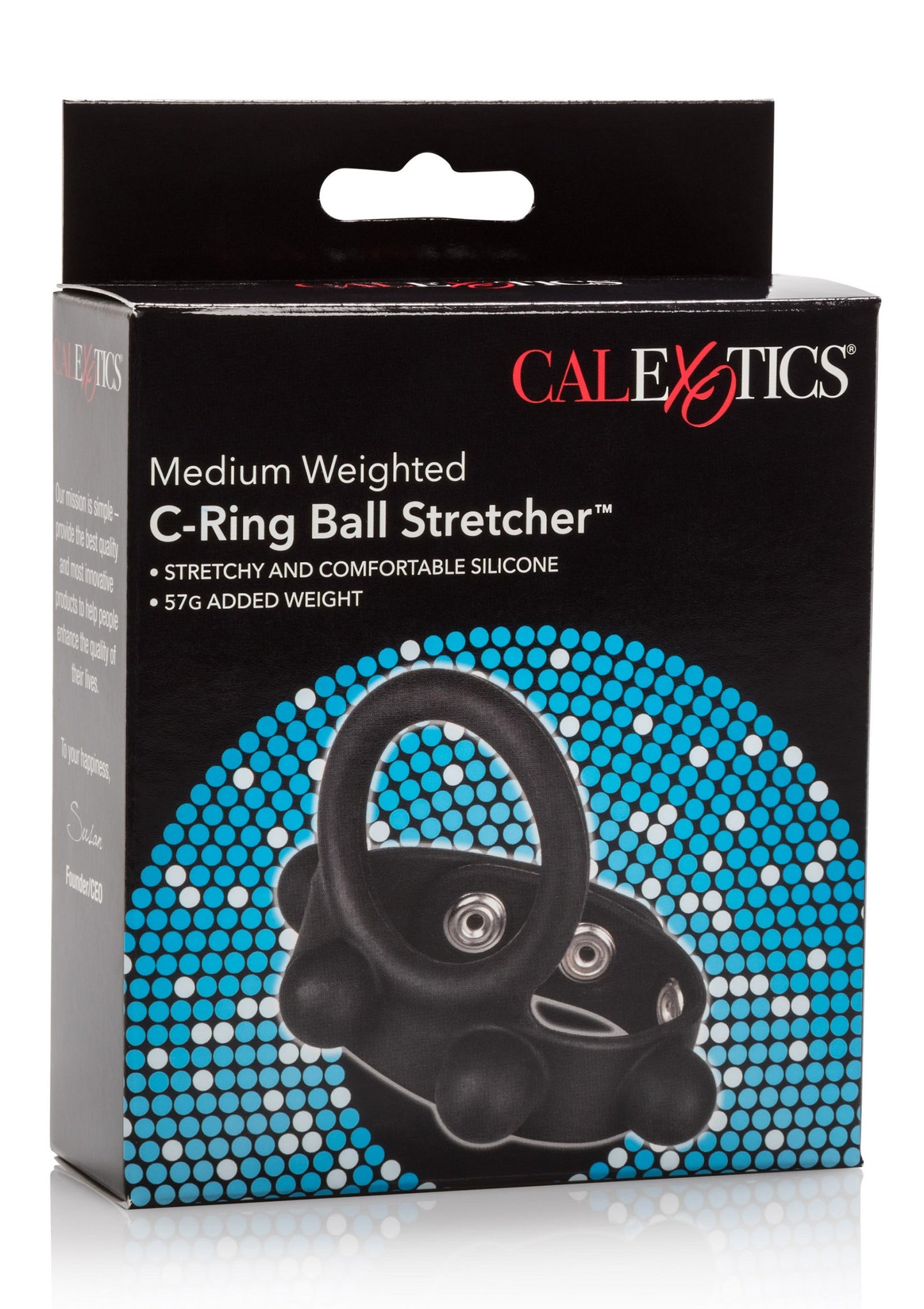 CalExotics Silicone Medium Weighted C-Ring Ball Stretcher BLACK - 1