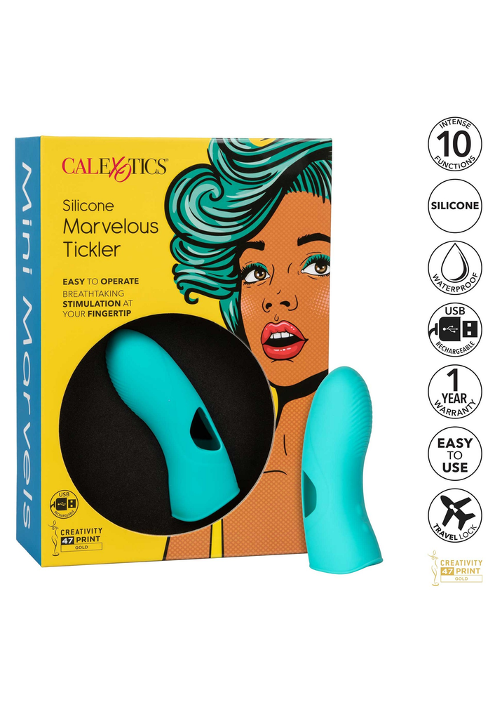 CalExotics Mini Marvels Silicone Marvelous Tickler AQUA - 7