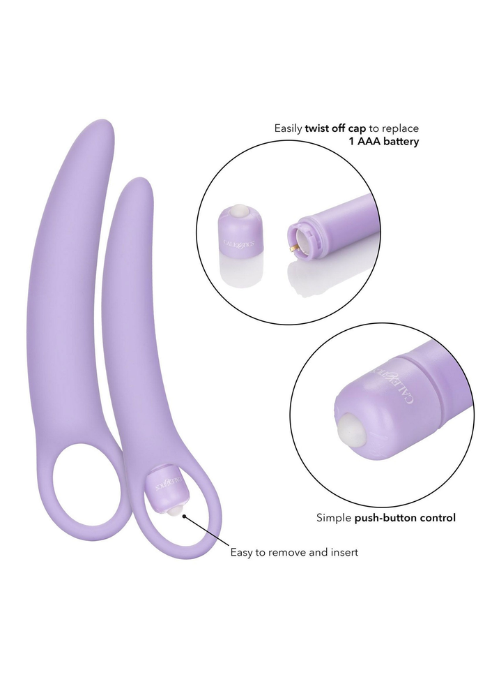 CalExotics Dr. Laura Berman Isabelle Set of 2 Vibrating Silicone Dilators PURPLE - 1