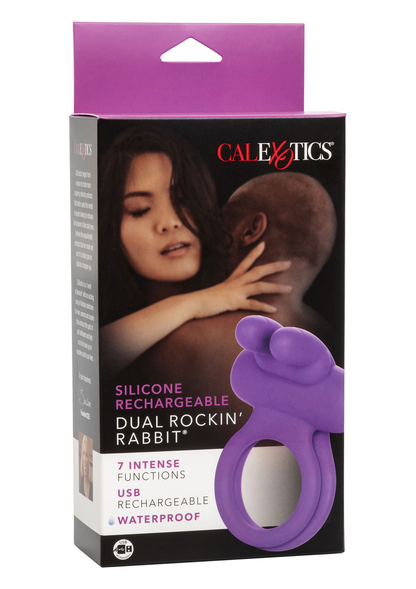 CalExotics Silicone Rechargeable Dual Rockin’ Rabbit Enhancer PURPLE - 4