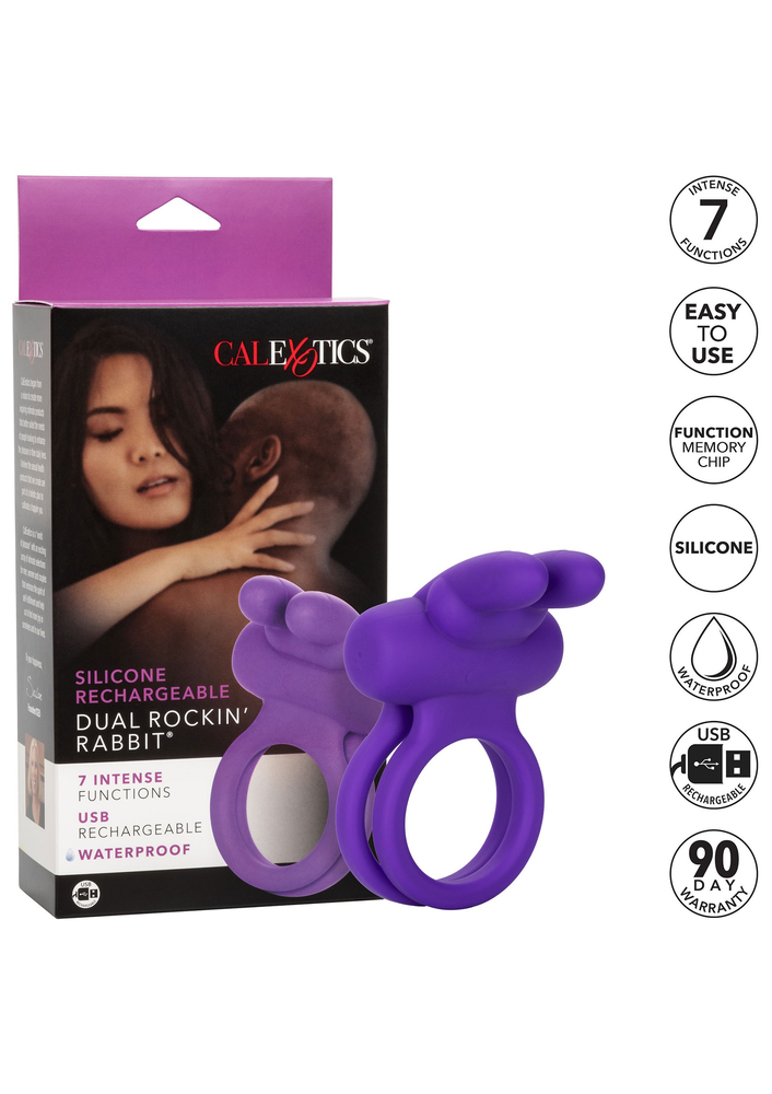 CalExotics Silicone Rechargeable Dual Rockin’ Rabbit Enhancer PURPLE - 7