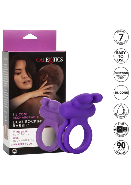 CalExotics Silicone Rechargeable Dual Rockin’ Rabbit Enhancer PURPLE - 7