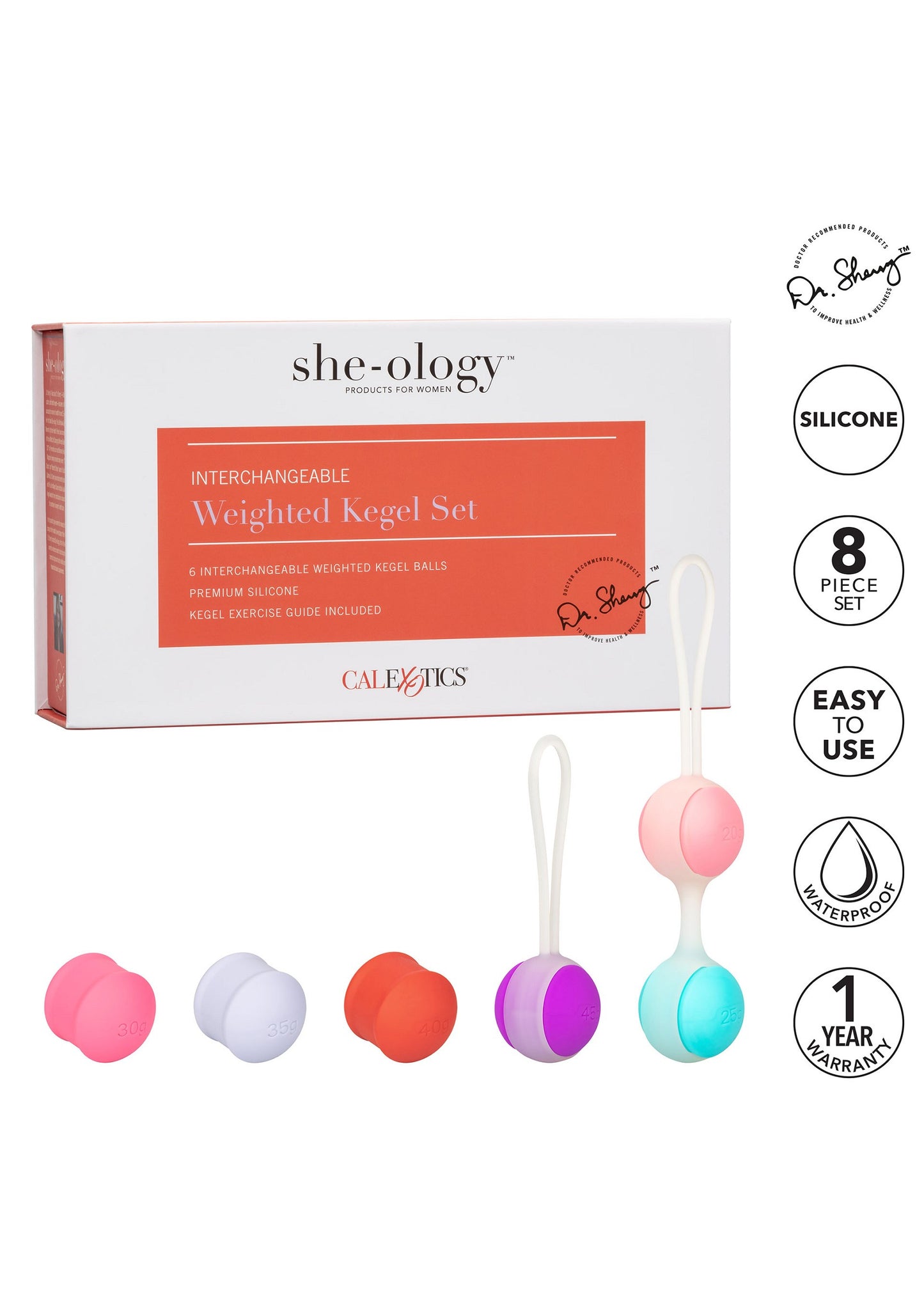 CalExotics She-ology Interchangeable Weighted Kegel Set ASSORT - 7