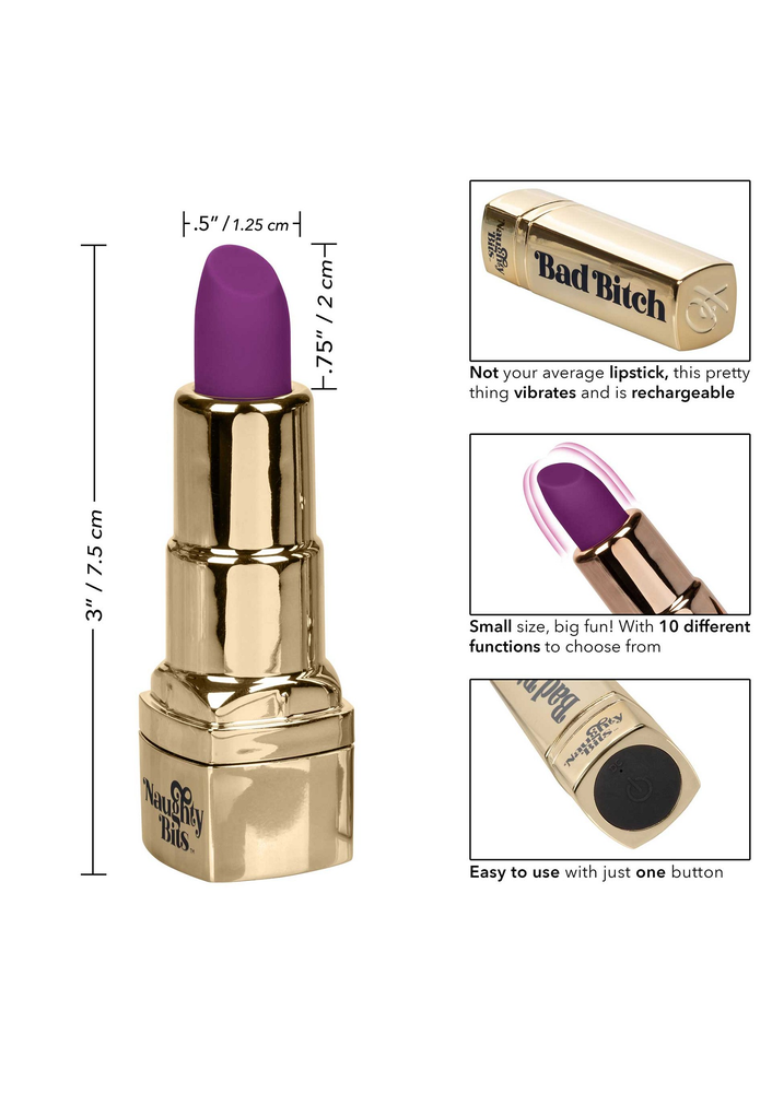 CalExotics Naughty Bits Bad Bitch Lipstick Vibrator GOLD - 8