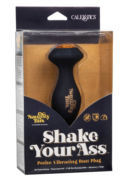 CalExotics Naughty Bits Shake Your Ass Petite Vibrating Butt Plug BLACK - 1