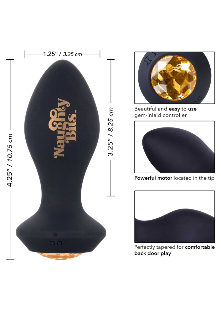 CalExotics Naughty Bits Shake Your Ass Petite Vibrating Butt Plug BLACK - 5