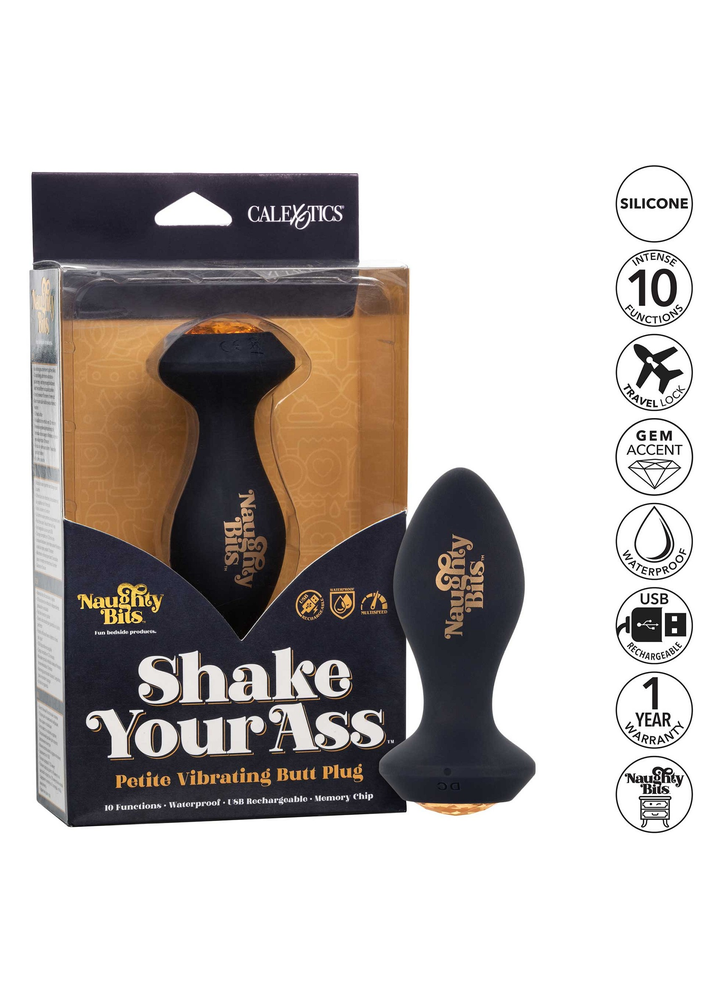 CalExotics Naughty Bits Shake Your Ass Petite Vibrating Butt Plug BLACK - 3