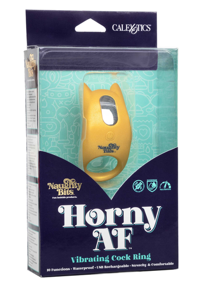 CalExotics Naughty Bits Horny AF Vibrating Cock Ring YELLOW - 8