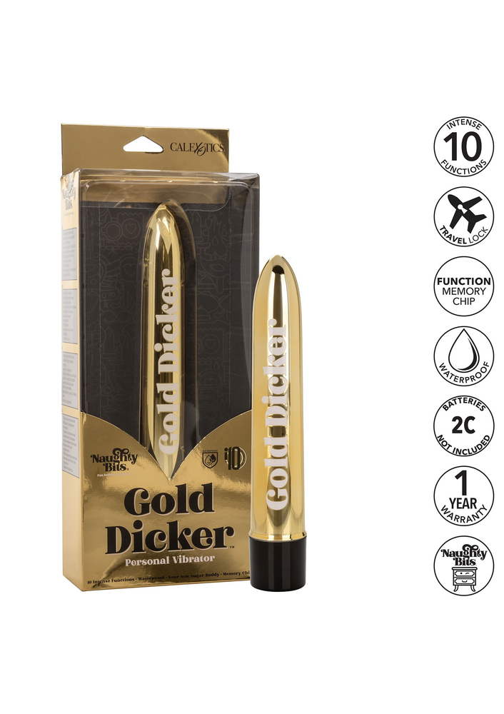 CalExotics Naughty Bits Gold Dicker Personal Vibrator GOLD - 8