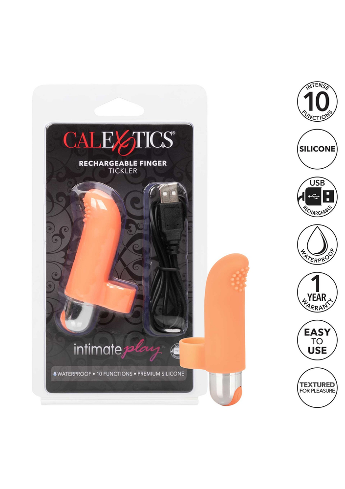 CalExotics Intimate Play Rechargeable Finger Tickler ORANGE - 1