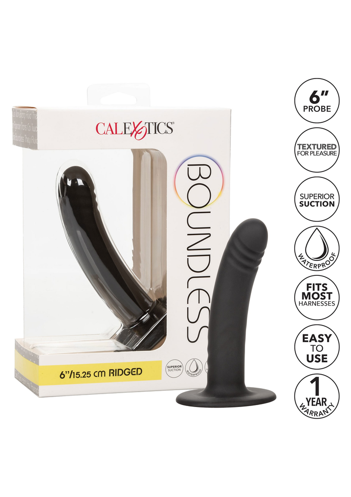 CalExotics Boundless 6”/15.25 cm Ridged BLACK - 1