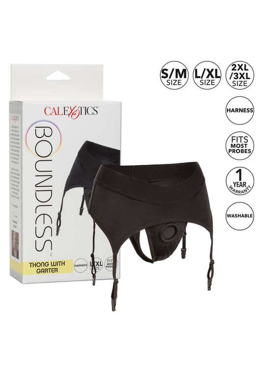 CalExotics Boundless Thong with Garter L/XL - Schwarz