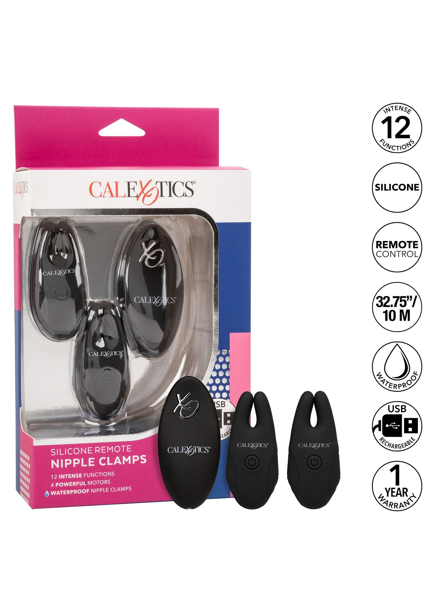 CalExotics Silicone Remote Nipple Clamps BLACK - 4