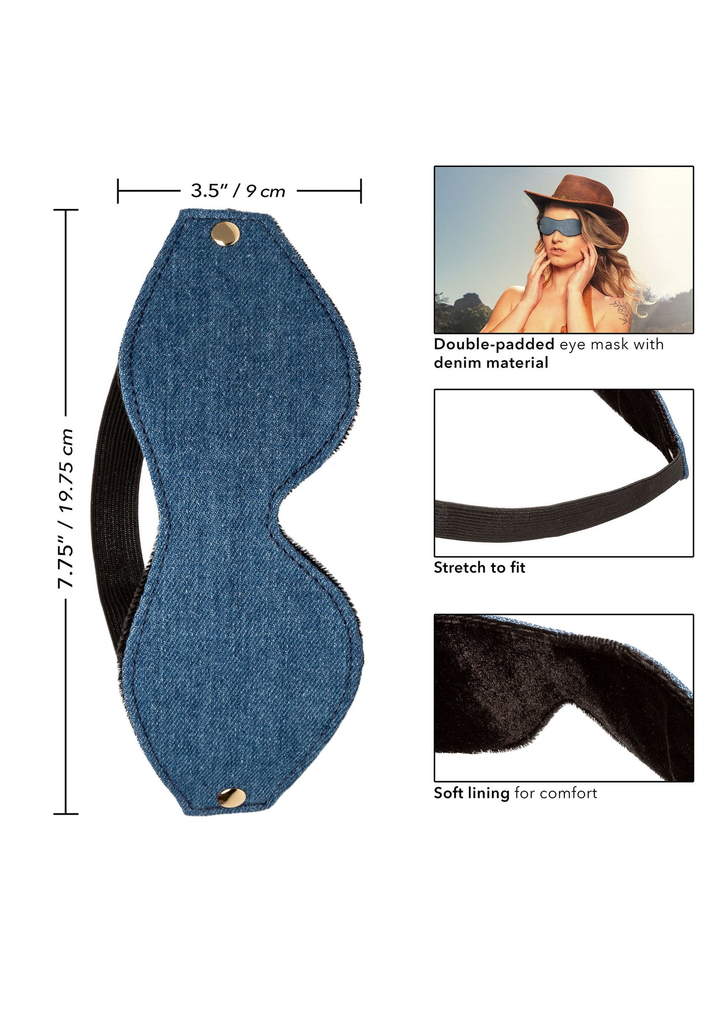 CalExotics Ride 'em Premium Denim Collection Eye Mask BLUE - 321