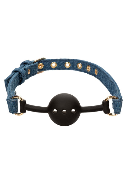 CalExotics Ride 'em Premium Denim Collection Ball Gag BLUE - 327