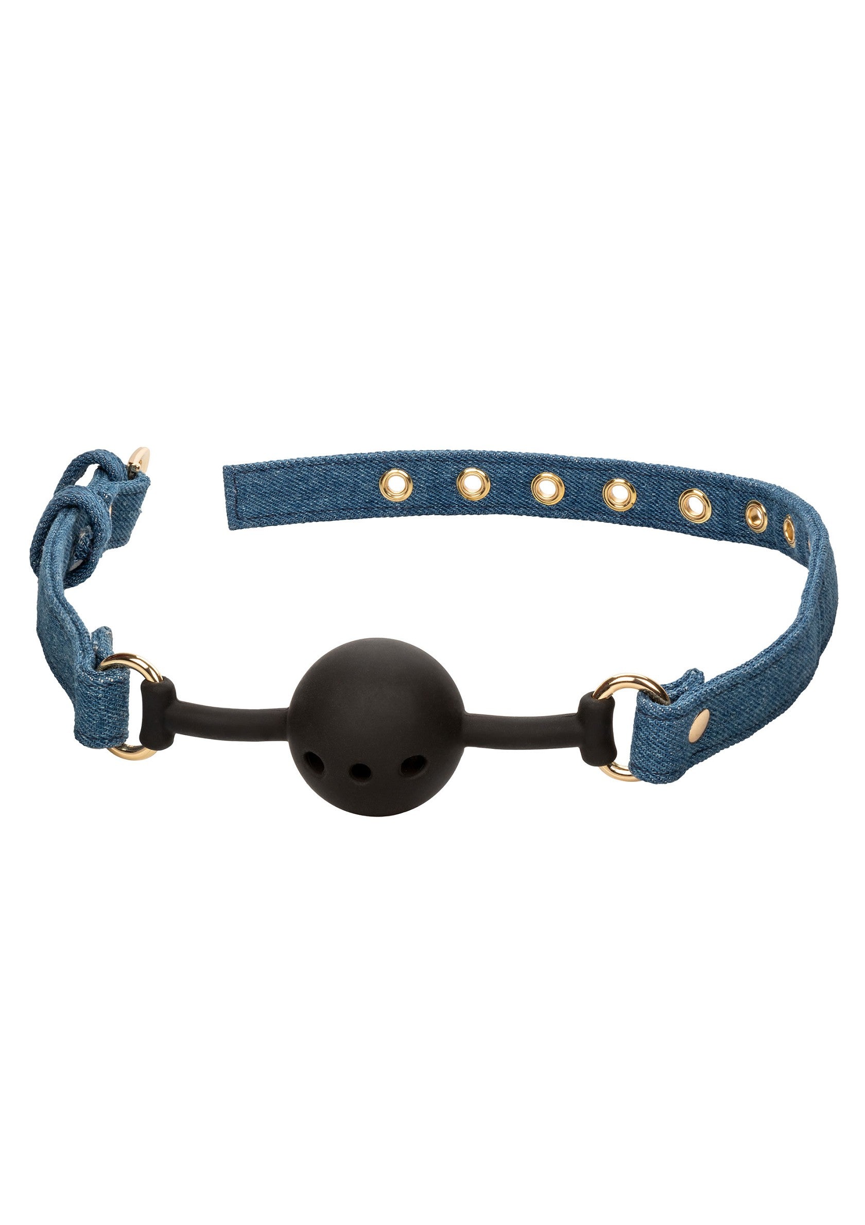 CalExotics Ride 'em Premium Denim Collection Ball Gag BLUE - 323