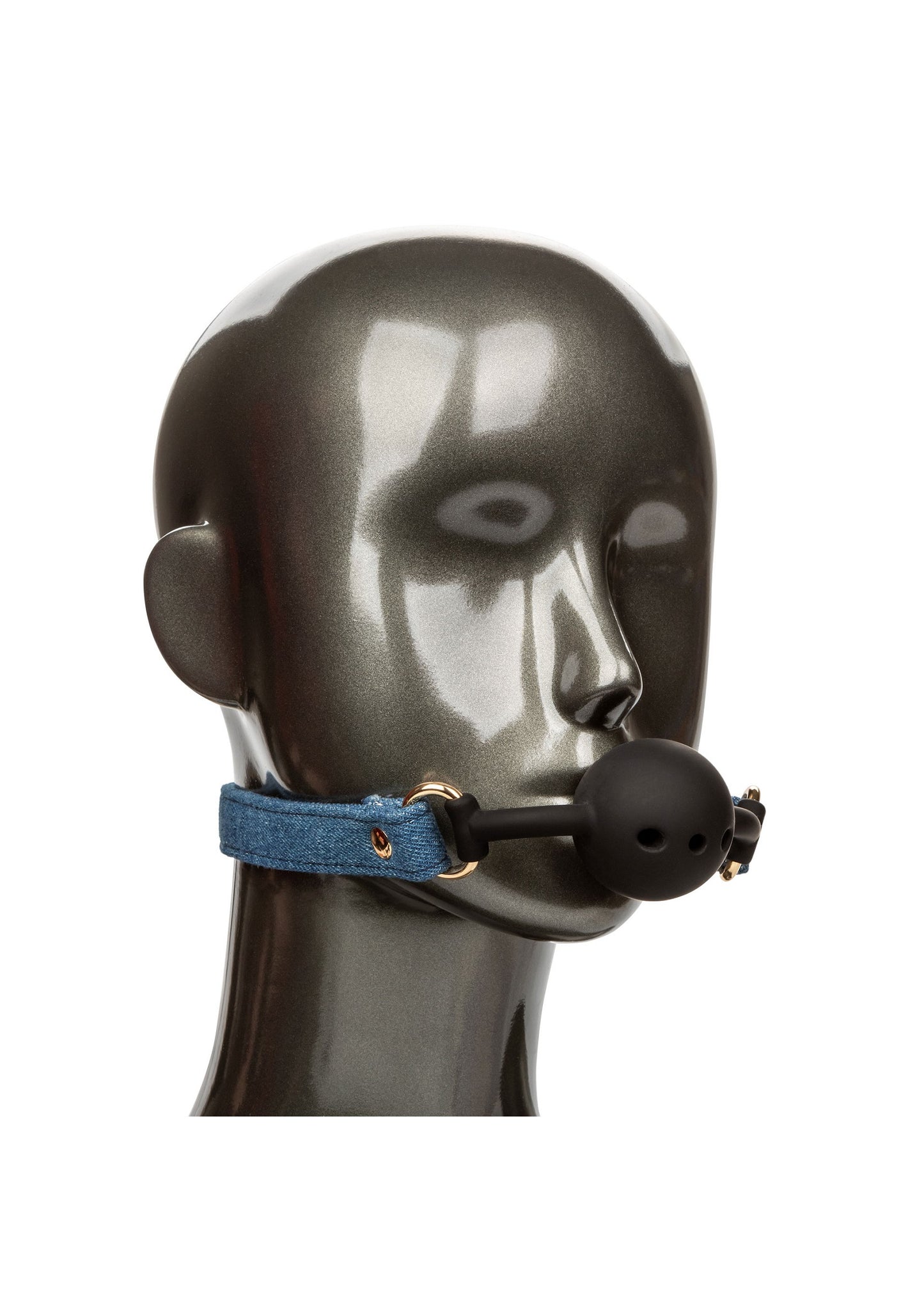 CalExotics Ride 'em Premium Denim Collection Ball Gag BLUE - 325