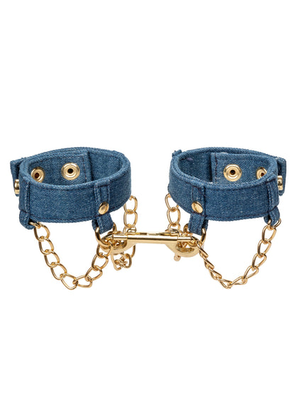 CalExotics Ride 'em Premium Denim Collection Wrist Cuffs BLUE - 341