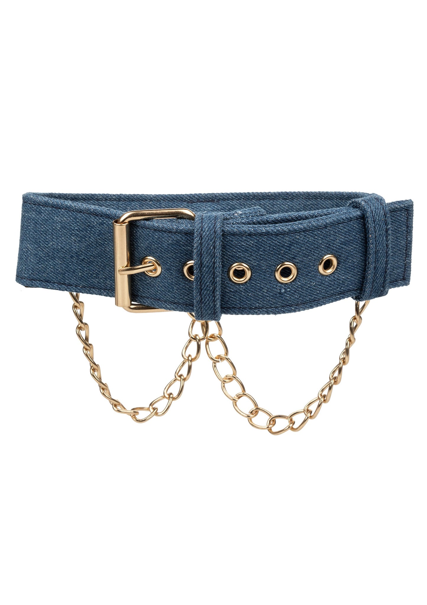 CalExotics Ride 'em Premium Denim Collection Collar with Leash BLUE - 364