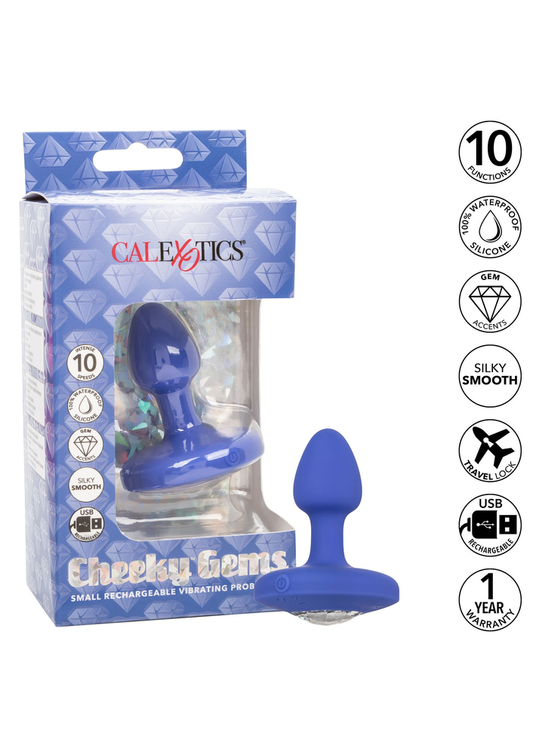 CalExotics Cheeky Gems Small Rechargeable Vibrating Probe - Blau