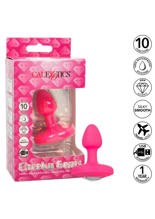 CalExotics Cheeky Gems Small Rechargeable Vibrating Probe - Rosa