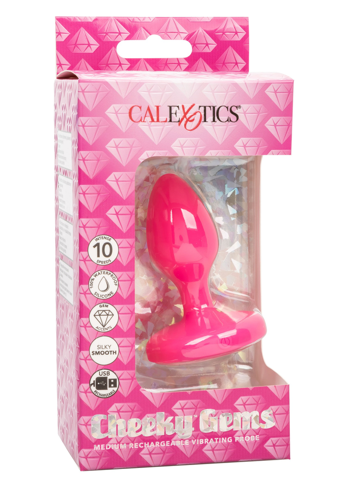 CalExotics Cheeky Gems Medium Rechargeable Vibrating Probe PINK - 5