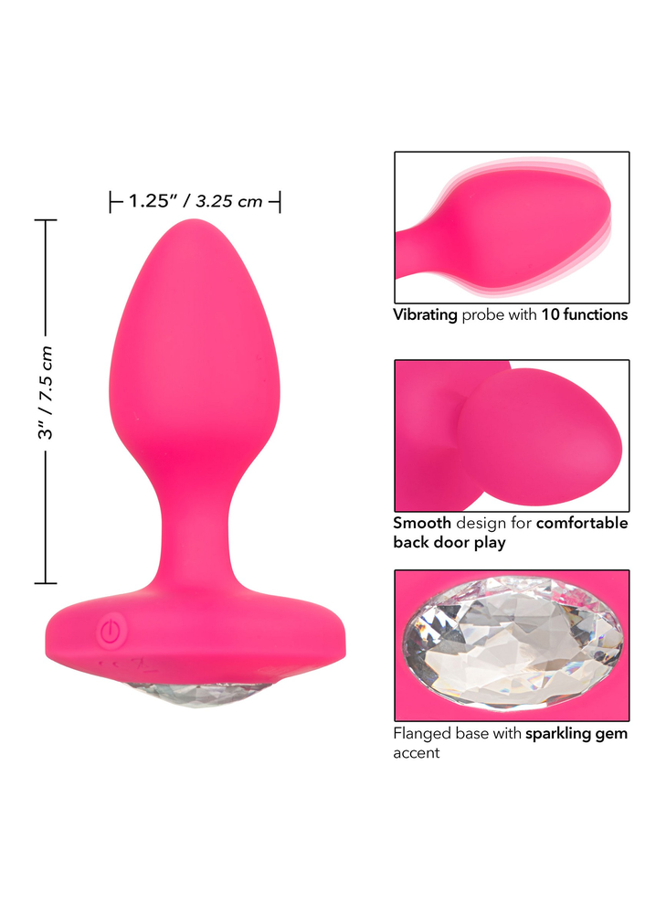 CalExotics Cheeky Gems Medium Rechargeable Vibrating Probe PINK - 7