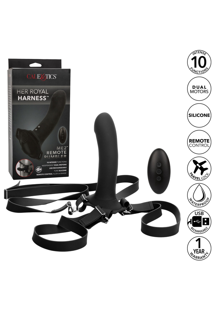 CalExotics Her Royal Harness Me2 Remote Rumbler BLACK - 4