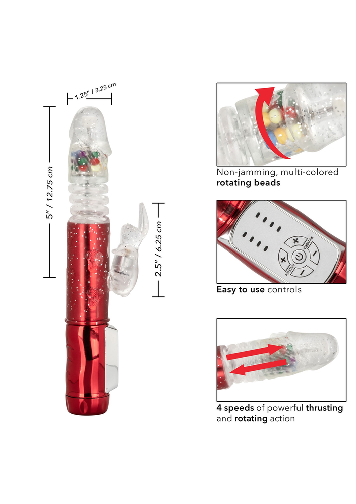 CalExotics Naughty Bits Cumball Machine Thrusting Jack Rabbit Vibrator RED - 7