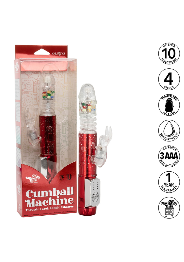 CalExotics Naughty Bits Cumball Machine Thrusting Jack Rabbit Vibrator RED - 6