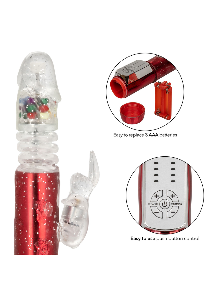 CalExotics Naughty Bits Cumball Machine Thrusting Jack Rabbit Vibrator RED - 8