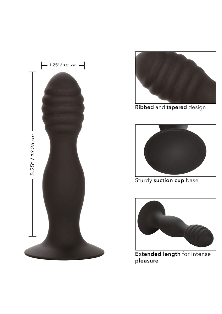 CalExotics Silicone Ribbed Anal Stud BLACK - 6